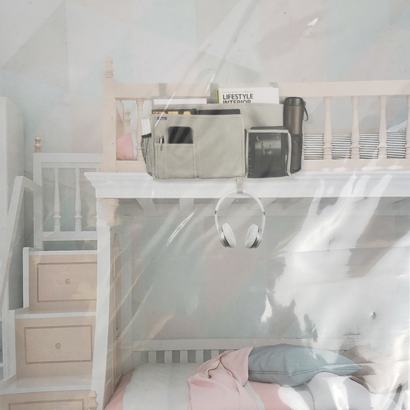 Surbblue Black Bedside Caddy Hanging Bed Organizer Storage Bag Pocket - Picture 1 of 4